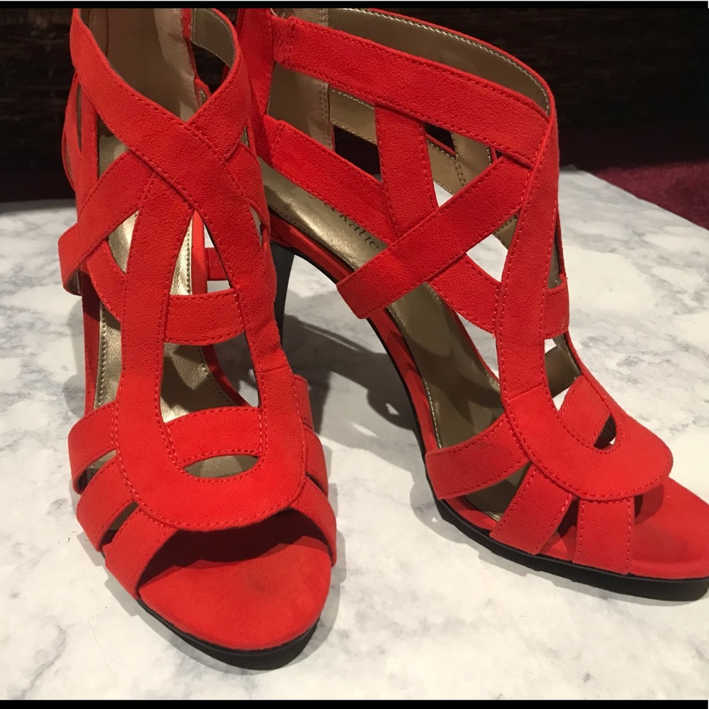 Hot Orange Strappy Heel size 8 1/2